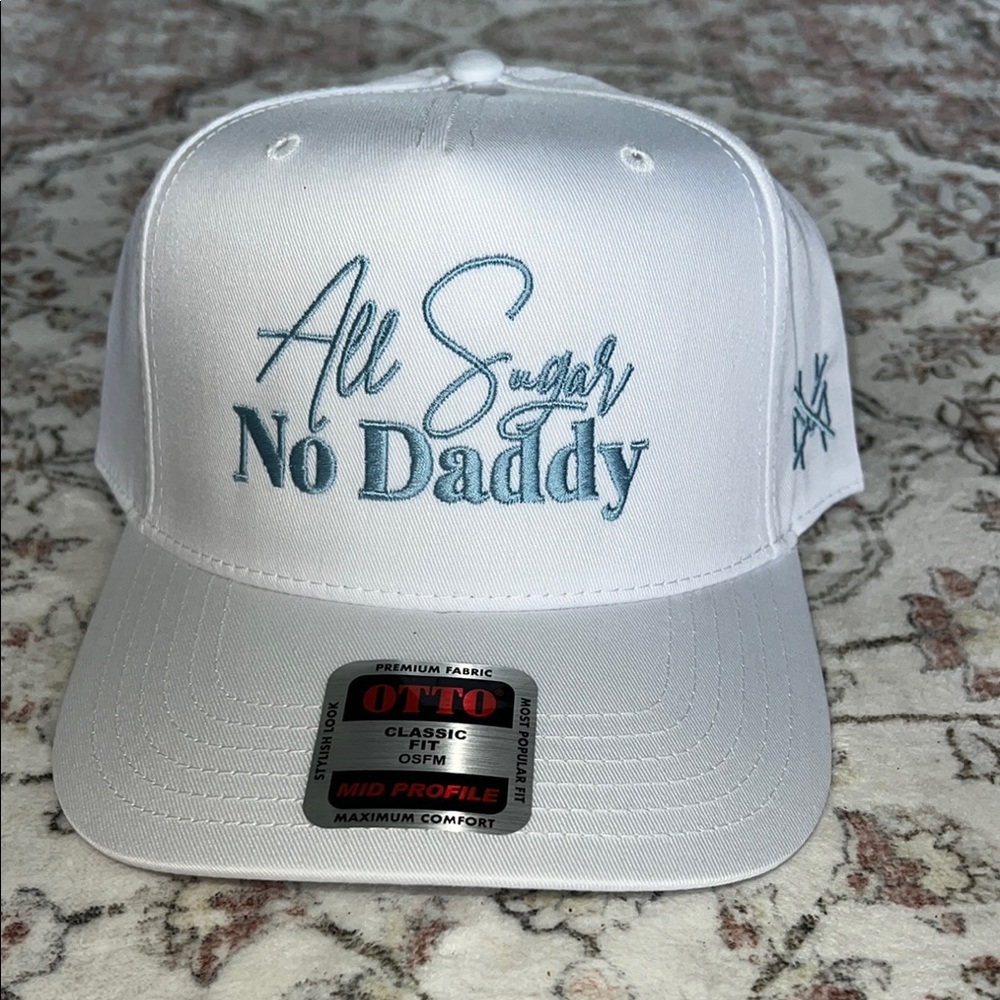 OTTO White and Blue Snapback Hat with Embroidered Details